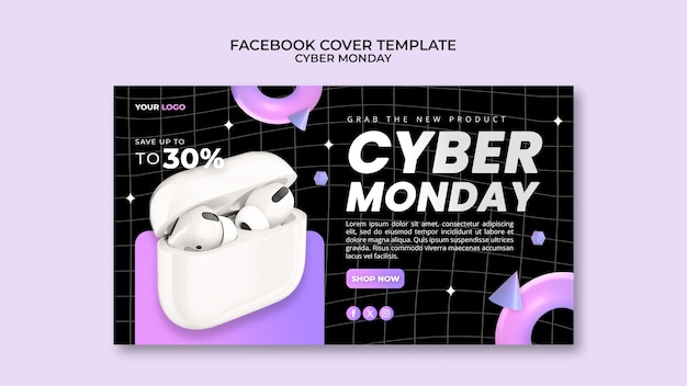 Free PSD cyber monday sales facebook cover template