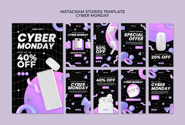 Free PSD cyber monday sales instagram stories