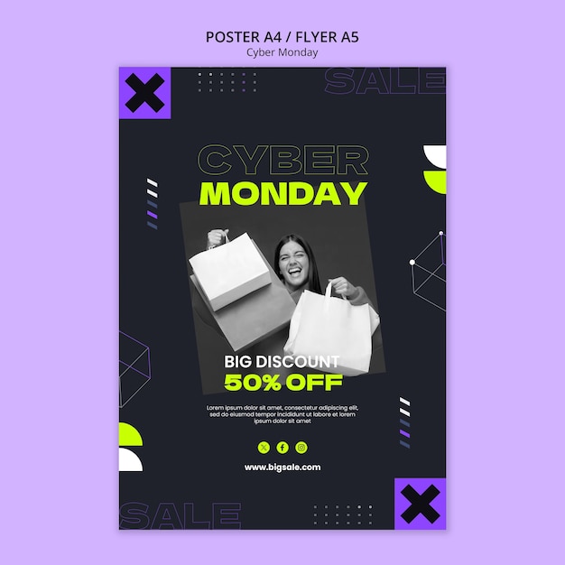 Free PSD cyber monday sales poster template