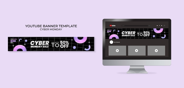 Free PSD cyber monday sales youtube banner template