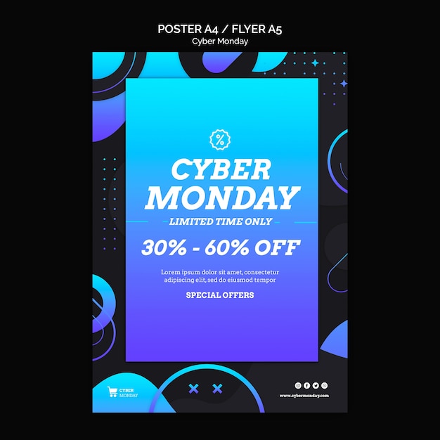 Free PSD cyber monday tech print template