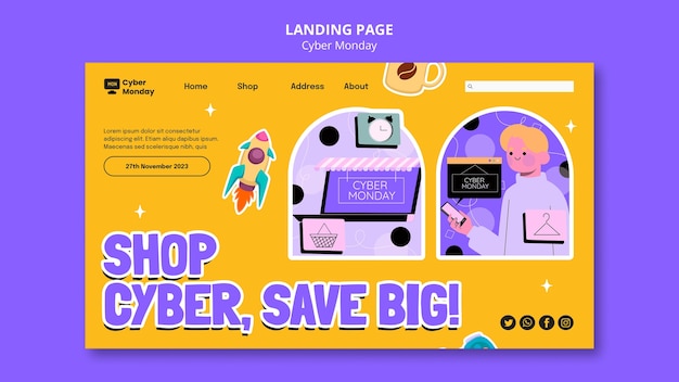 Free PSD cyber monday template design