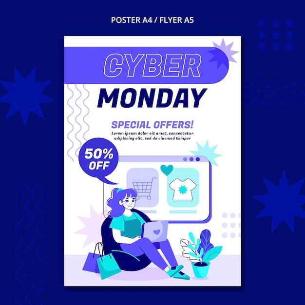 Free PSD cyber monday vertical poster template