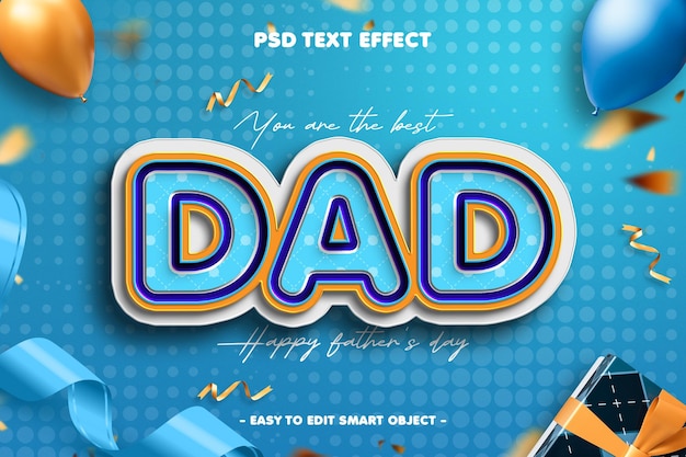 Free PSD dad text editable 3d style effect