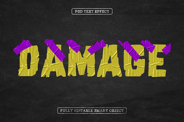 Free PSD damage duct tape text effect