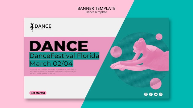 Free PSD dance banner template with dancer