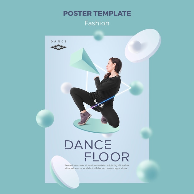 Free PSD dance class poster template concept