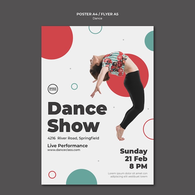 Free PSD dance class poster template