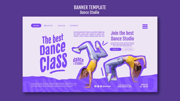 Free PSD dance class studio banner template