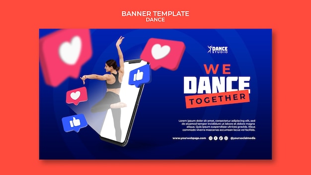 Free PSD dance classes horizontal banner template