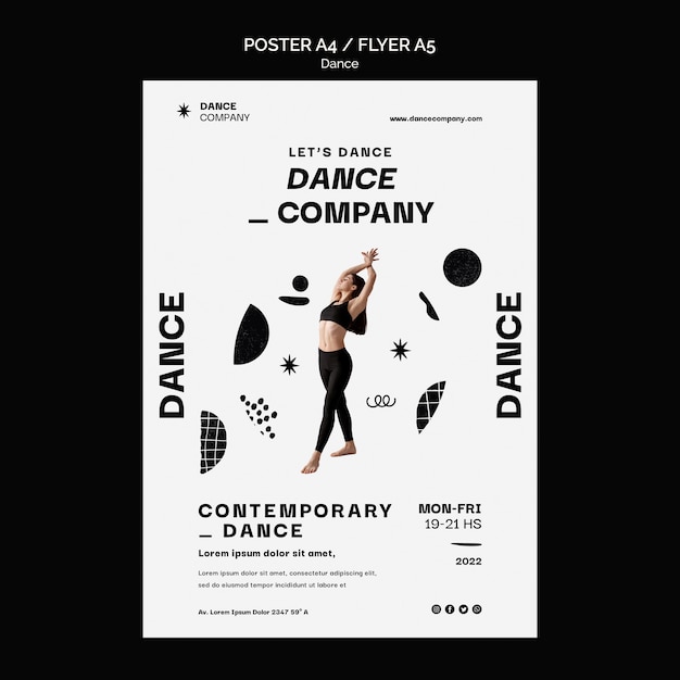 Free PSD dance classes vertical poster template