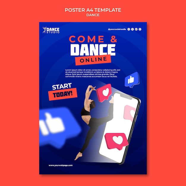 Dance classes vertical poster template