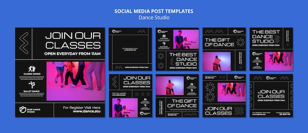 Free PSD dance studio instagram posts design