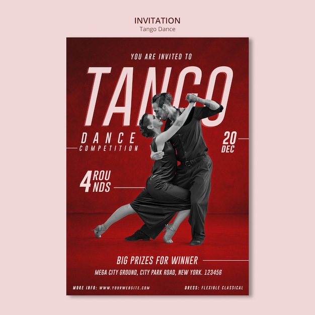 Free PSD dance studio invitation template design