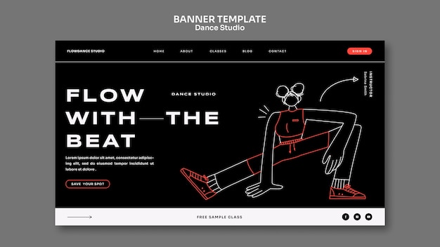 Free PSD dance studio landing page design