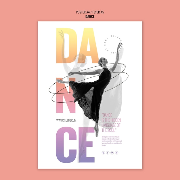 Free PSD dance studio poster template