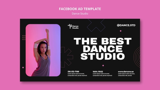 Dance studio social media promo template with minimalistic design