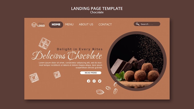 Free PSD dark chocolate landing page template