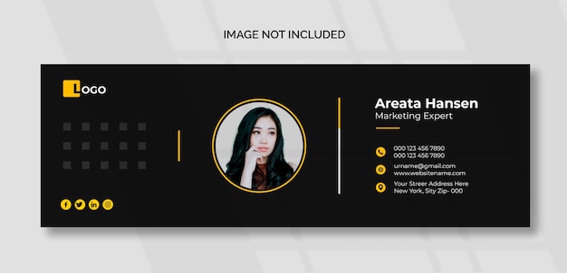 Free PSD dark email signature template or email footer and personal social media cover design