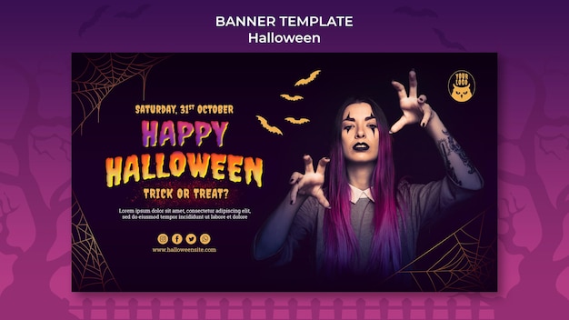 Free PSD dark halloween party banner template