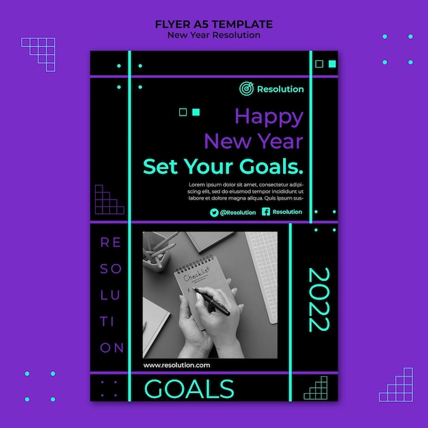 Free PSD dark new year resolution print template