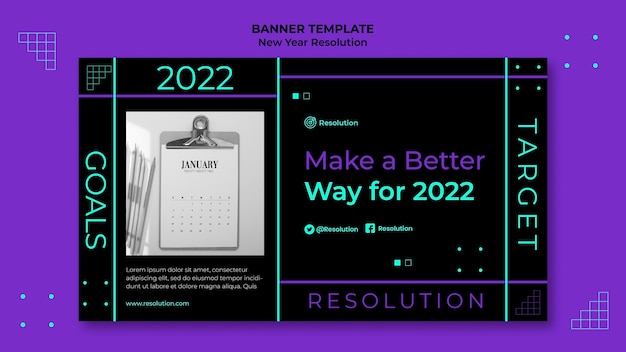 Free PSD dark new year resolutions banner template