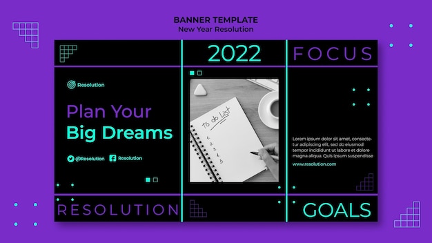 Dark new year resolutions banner template