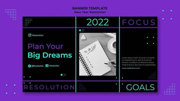 Free PSD dark new year resolutions banner template