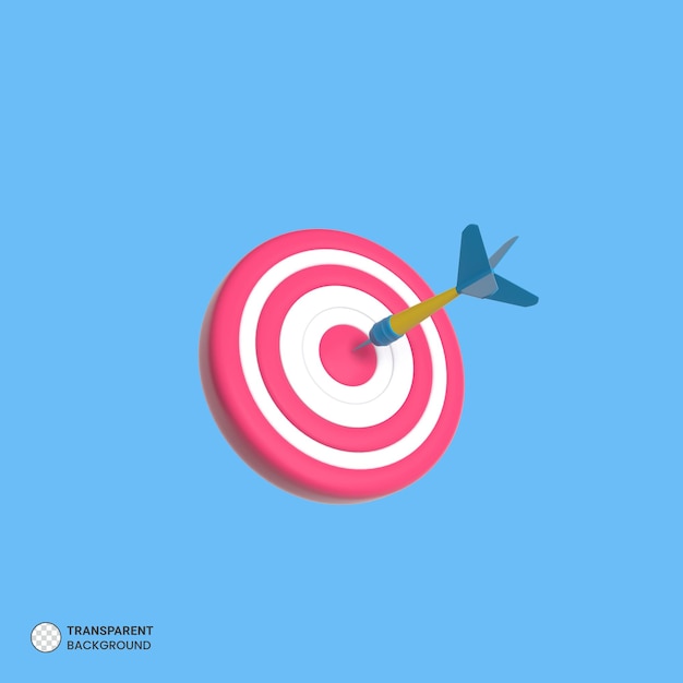 Dartboard business goal and success concept icon 3d render