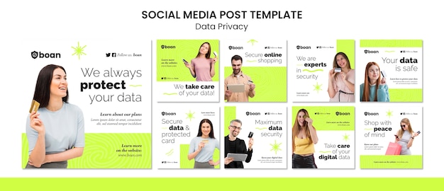 Data privacy instagram posts design template