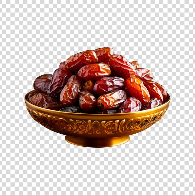 Dates in a bowl on a transparent background