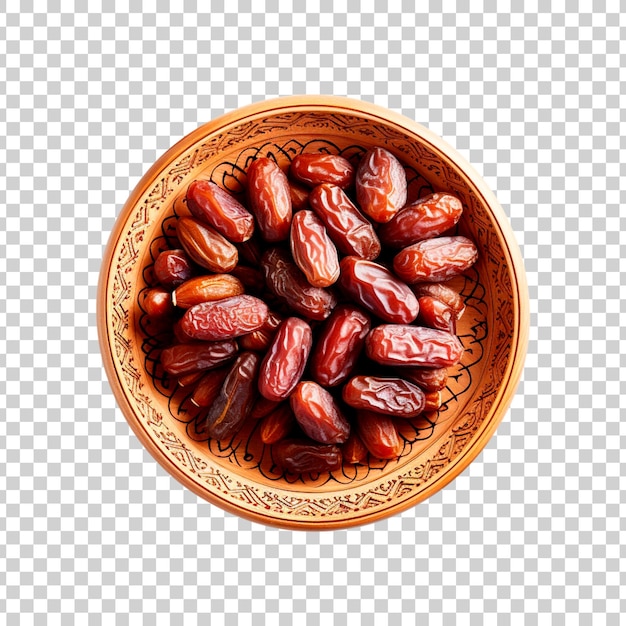 Dates in a bowl on a transparent background