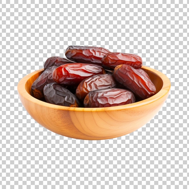 Dates in a bowl on a transparent background