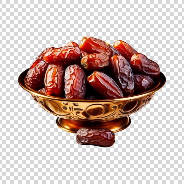 Dates in a bowl on a transparent background