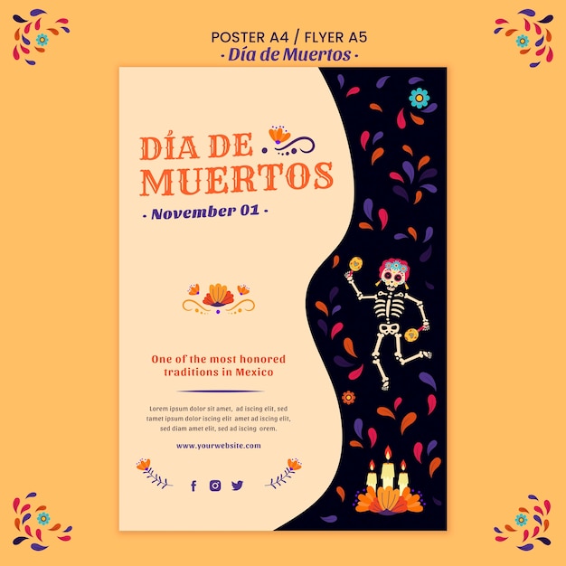 Free PSD day of the dead flyer print template