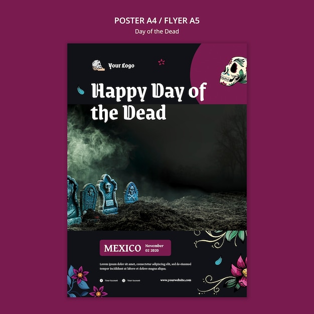 Free PSD day of the dead flyer template