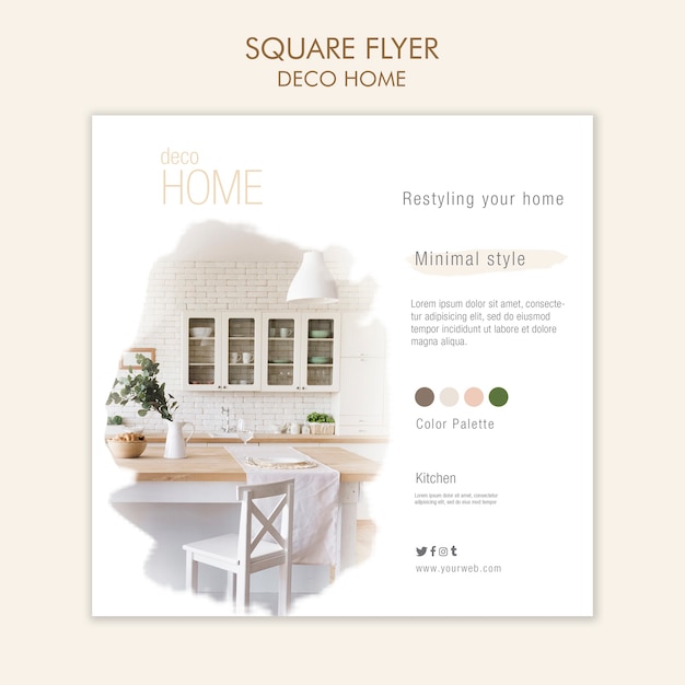 Free PSD deco home concept square flyer template