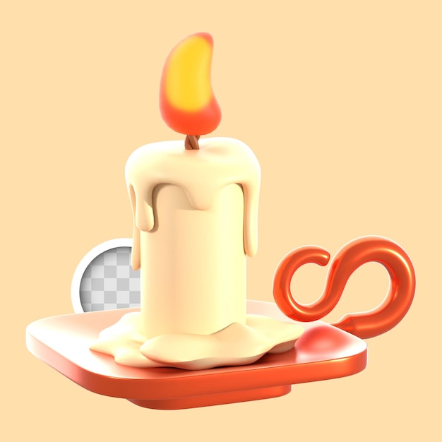 Free PSD decorative candle icon 3d illustration