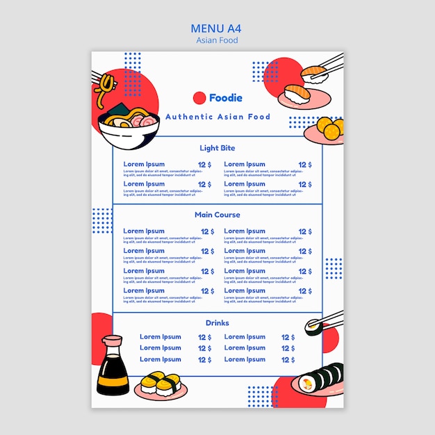 Free PSD delicious asian food menu template