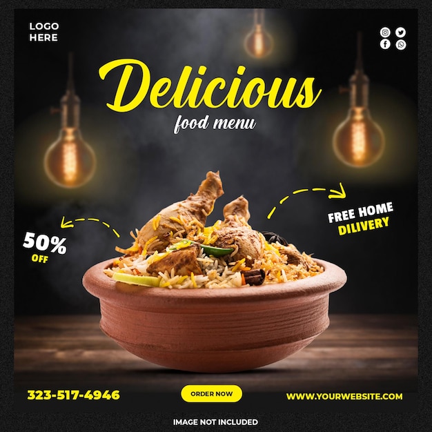 Free PSD delicious asian food social media template