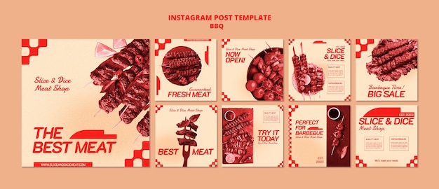 Free PSD delicious bbq instagram posts