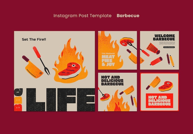 Free PSD delicious bbq instagram posts