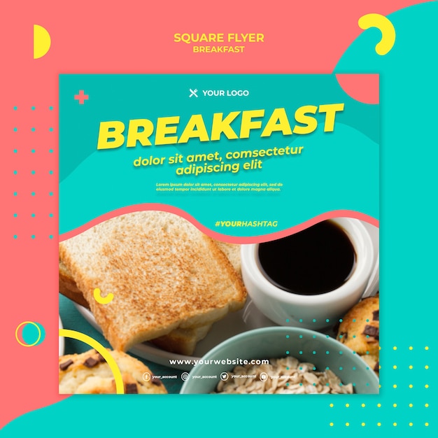 Free PSD delicious breakfast square flyer template