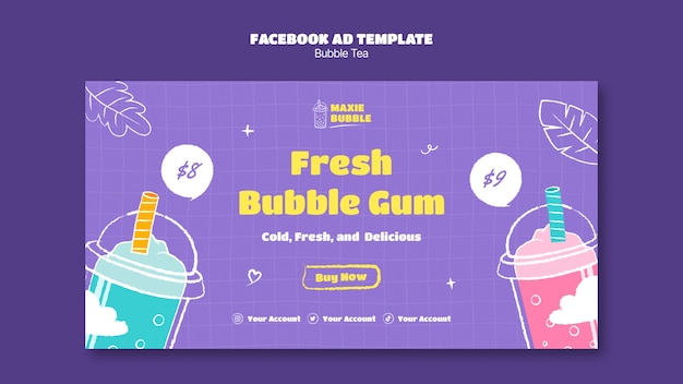 Free PSD delicious bubble tea facebook template