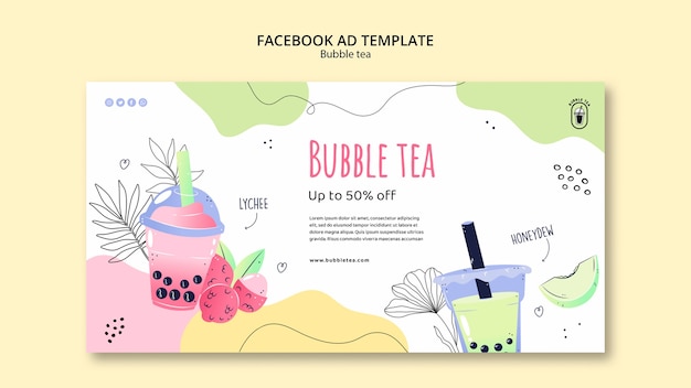 Free PSD delicious bubble tea facebook template