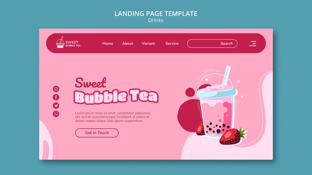 Free PSD delicious bubble tea landing page template