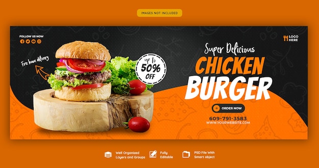 Free PSD delicious burger and food menu facebook cover template