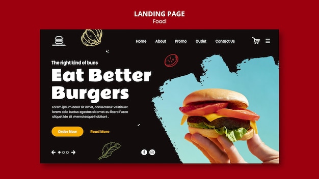 Free PSD delicious burger landing page