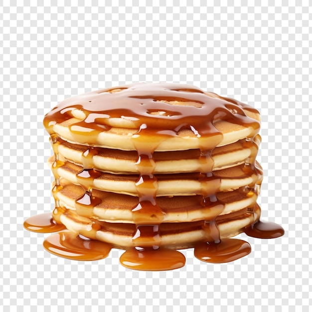 Free PSD delicious caramel glazed pancakes stack isolated on transparent background