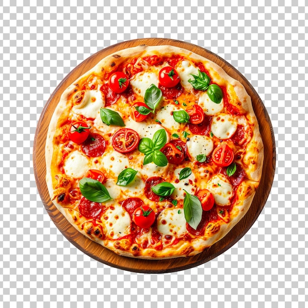 Delicious cheese pizza isolated on a transparent background